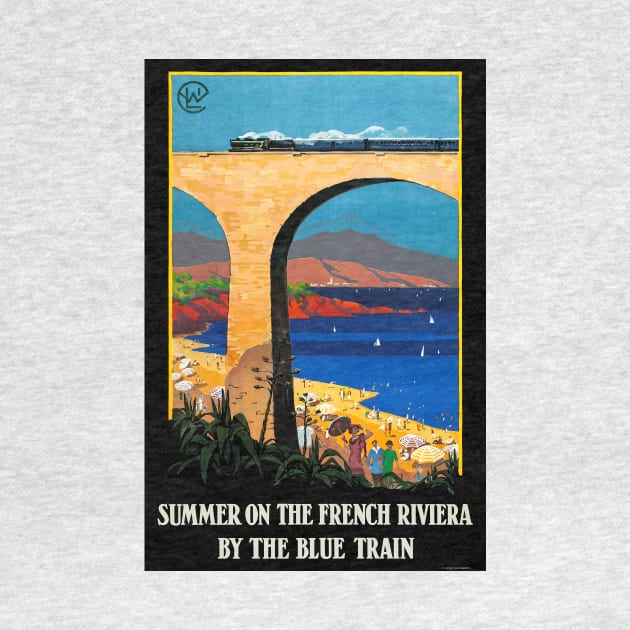 French Riviera Blue Train France Vintage Travel Poster by vintagetreasure